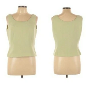 Top Tahari anni 80 10 Shell Tank pastello pistacchio cuciture a vista collo a scoop - Foto 1 di 11