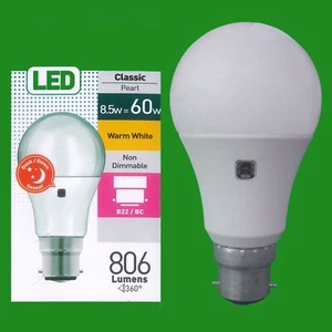 1x 8.5W =60W LED GLS Dusk Till Dawn Sensor Security Night Light Bulb BC B22 Lamp - Picture 1 of 3