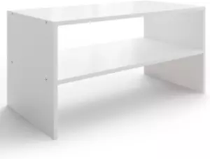 2-Tier Stackable White Shoe Rack, Wooden 2-Shelf Shoe Organizer Freestanding Sho - Picture 1 of 7