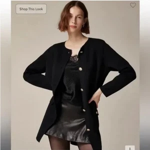 J. Crew Giselle Relaxed Fit Gold Button Black Long Sweater Blazer Size Large - Picture 1 of 11