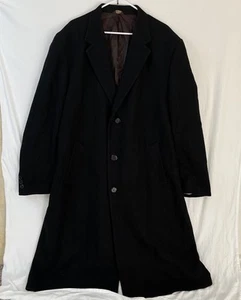 CIANNI CELLINI Harvard MENS long black WOOL trench dress COAT Sz 50L - Picture 1 of 11