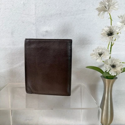 Wilsons 皮革专家男式双折钱包深棕色经典设计 — 第 1/4 张图片