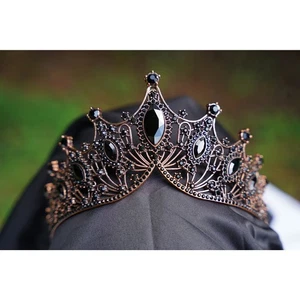 Stufen schwarz Kristall Diadem Braut Goth Krone Geburtstag Geschenk Diadem Vintage Rose - Bild 1 von 3