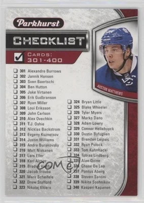 2016-17 Upper Deck Parkhurst Red Auston Matthews Checklist #400 Rookie RC - Image 1 of 2
