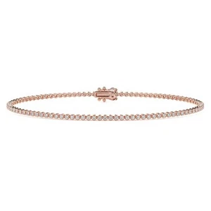 14k Rose Gold, 1.00 Ct Tennis Natural Diamond Bracelet Buttercup (SI, H-I) - Picture 1 of 5