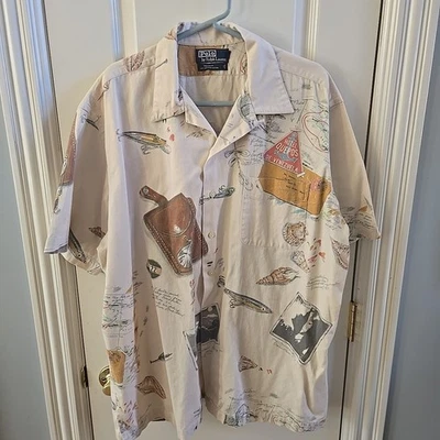 Polo de Colección de Ralph Lauren Estampado de Pesca Deportista al Aire Libre Pescador Abotonado XL Foto 1 de 4