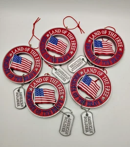 Erkennungsmarke "Land der Freien wegen der Tapferen" patriotisches Ornament amerikanische Flagge - Bild 1 von 10