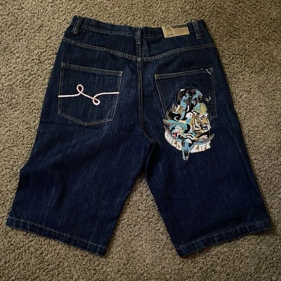 LRG Men’s Shorts Jorts Size 34 Denim Jeans Lifted Research Group Embroidered - Image 1 of 4