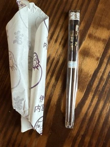 Vintage 1985 Japanese Chopsticks Inlaid Design With Gold Tone Character Script - Picture 1 of 6