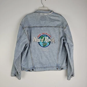 Vintage Hard Rock Cafe Jeansjacke Herren blau Paris gesticktes Logo 90er Large - Bild 1 von 10