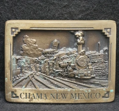 XC09155 VINTAGE 1996 **CHAMA NEW MEXICO** RAILRAOD TRAIN MENS BELT BUCKLE - Image 1 of 2