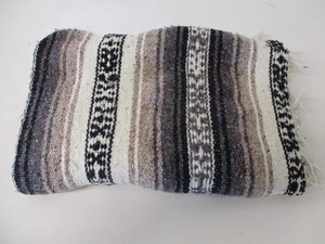 Coperta messicana vintage, Sarape, lancio, tappeto, marrone, righe intrecciate, coccole 39 - Foto 1 di 7