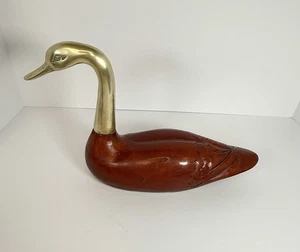 Frederick Cooper MCM Messing & Holz Ente - Vintage Kirschrot Holzlasur 13” x 8” - Bild 1 von 11
