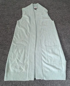 Jack &Jo 100% Cashmere Cardigan Vest w/ Pockets Women's Sz Large Blue - Picture 1 of 6