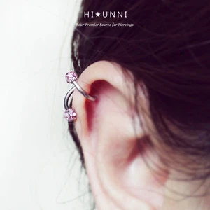 16g Kubische Glaskugel Ferido Twist Spiralring Knorpel Ohrringe, Helix Ohrringe - Bild 1 von 5