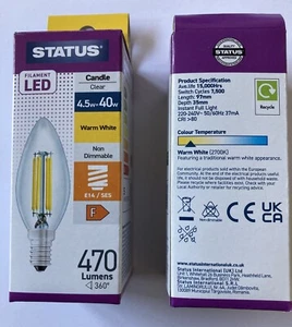 5 x 40w Small Edison Screw E14 SES Candle Light Bulbs = 4.5w Watt LED Clear Lamp - Picture 1 of 4