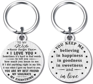 Mothers Day Wife Gifts from Husband, Wife Keychain Gift Anniversary Keychain, Va - Picture 1 of 5