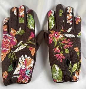 VERA BRADLEY S-M Gloves English Rose NWOT , Winter Fleece, Lined Brown Floral - Picture 1 of 7