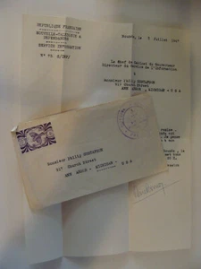 Noumea Neukaledonien Frankreich Briefmarke + 1947 Brief vom Stabschef des Gouverneurs - Bild 1 von 1