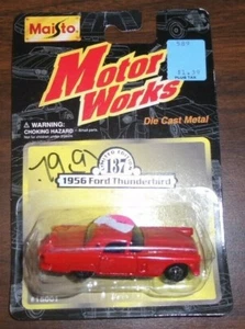 1956 Ford Thunderbird Red Maisto Motor Works Die Cast Metal Toy Car - Picture 1 of 3