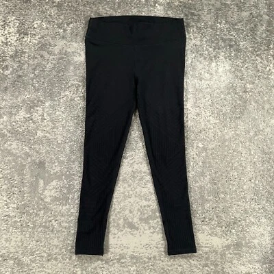Lululemon Tights Womens 12 Black Reveal Mesh Stripes Ankle Athleisure Gym Yoga - Image 1 of 4
