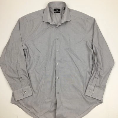 Calvin Klein Men's Dress Shirt Slim Fit Button Front L/S 16-16 1/2 Gray - Image 1 of 4