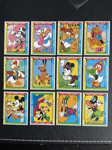 1992 MICKEY'S PORTRAIT GALLERY STAMP SET of 12 DISNEY MOVIES DONALD MINNIE GOOFY - Bild 1 von 1