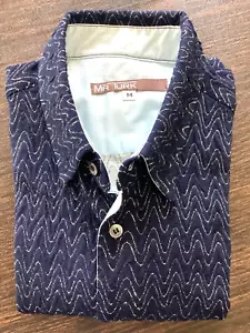 Camicia blu navy Mr. Turk motivo ondulato forma elastica manica corta MEDIA - Foto 1 di 9