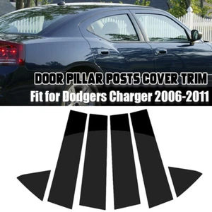 Gloss Black Pillar Posts for 06-2010 Dodge Charger 6pcs Door Trim Cover Window - Foto 1 di 9