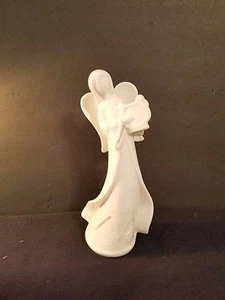 Ángel de cerámica blanca con estatuilla de arpa sin rostro 7,5"  - Imagen 1 de 9