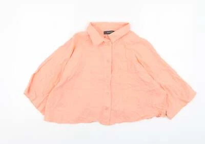 Primark Womens Orange Cotton Blend Button-Up Size 14 Collared - Image 1 of 4