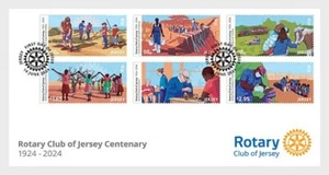 Jersey 2024 Centenary 1924 ROTARY Club Companions Children Les Mielles 6v FDC PJ - Picture 1 of 1