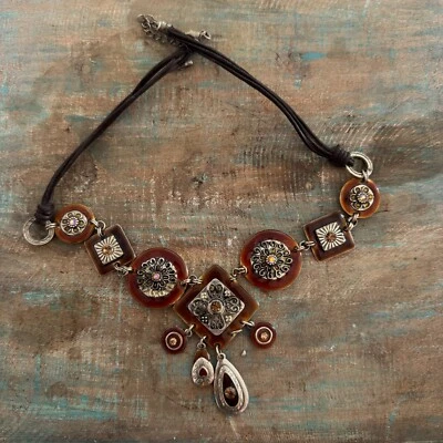 Коллекционное латунное ожерелье с красными бусинами женское ожерелье ювелирные изделия аксессуар 12 дюймов - Изображение 1 из 4