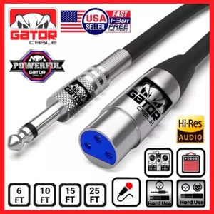 XLR 3-Pin Female to 1/4" Plug Mono Microphone Cable Shielded Stereo Audio - Picture 1 of 67