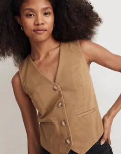 Madewell Weste mit Knopfleiste in (re)generativer Chino Damengröße 14 khaki tolles C - Bild 1 von 7