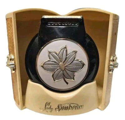 Afeitadora eléctrica Lady Sunbeam de colección de los años 70 con estuche y cable negra probada Foto 1 de 4