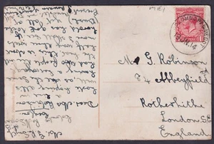 1914 COLOMBO PAQUEBOT CDS on Picture Postcard with KGV 1d Red to London VGU - Picture 1 of 2
