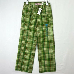 The Children's Place Girls 6X 7 Cargo Pants Green Orange Gold Metallic Plaid - Picture 1 of 8