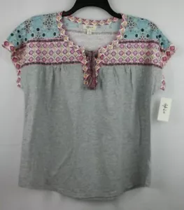 Style&co. Women's Short Sleeve Graphic Design Blouse Shirt Top Size M Color Gray - Picture 1 of 4