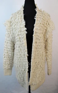 Express sweater alpaca/acrylic ivory open front Size S Fuzzy - Picture 1 of 9