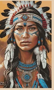 Lady Indian warrior princess Cross stitch chart No 510 FlowerPower37-uk - Picture 1 of 1