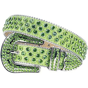 Men Western Rhinestone Belt Punk Studded Cowgirl Cowboy Bling Belt for Women - Picture 1 of 27