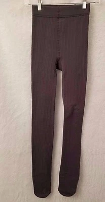 Womens Legging Pants Size S M Small Medium Gray Footed Fleece Lined Striped - Image 1 of 2