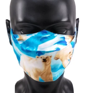 Polar Bears face mask 100% Cotton handmade in USA - Picture 1 of 6