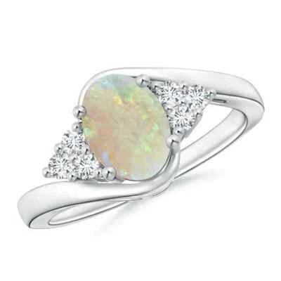 925 Argento Opale Twist Anello di Fidanzamento Naturale Solitario Matrimonio - Immagine 1 di 4