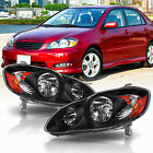Black Housing Headlights For 2003-2008 Toyota Corolla Amber Headlamps Left+Right