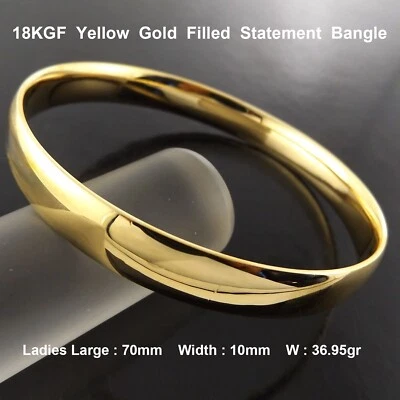Brazalete Oro Amarillo 18k Relleno Sólido 10mm Damas Grande 70mm Foto 1 de 3