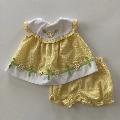Conjunto corto vintage Little Bitty 3-6 meses Seersucker Top y burbuja amarillo Foto 1 de 4