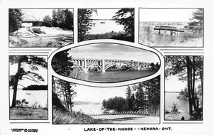 Postal J37/Kenora Ontario Canadá RPPC c1940 años 7 vistas lago del bosque 56 - Imagen 1 de 4