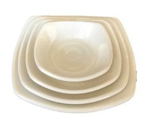 100% Melamine 3-11/16"~6" Square Dish Set Side Snack Salad Dessert Plate Ivory - Picture 1 of 19